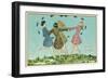 Happy Spring, Girls Playing Ring Around Rosie-null-Framed Art Print