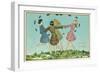 Happy Spring, Girls Playing Ring Around Rosie-null-Framed Art Print