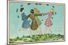 Happy Spring, Girls Playing Ring Around Rosie-null-Mounted Art Print