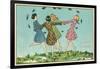 Happy Spring, Girls Playing Ring Around Rosie-null-Framed Art Print