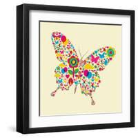 Happy Spring Time Butterfly Composition. File Available-Cienpies Design-Framed Art Print