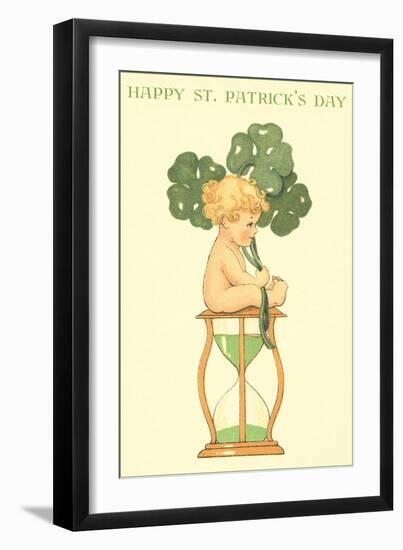 Happy St. Patrick's Day, Baby on Hourglass-null-Framed Art Print