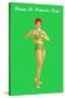 Happy St. Patrick's Day, Bikini Girl-null-Stretched Canvas