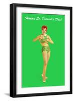 Happy St. Patrick's Day, Bikini Girl-null-Framed Art Print