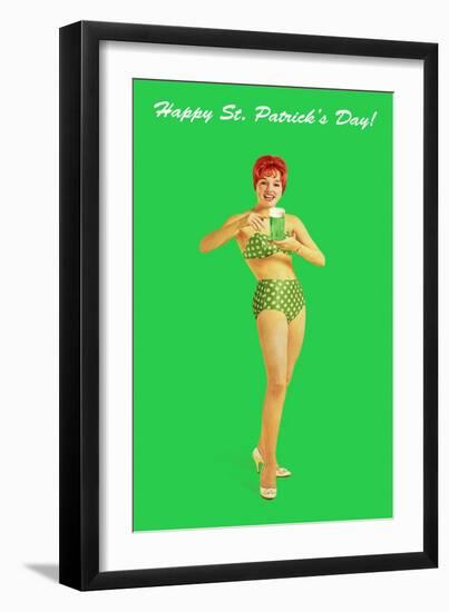 Happy St. Patrick's Day, Bikini Girl-null-Framed Art Print