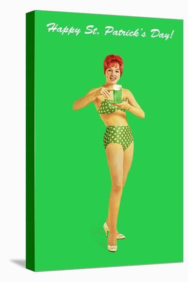 Happy St. Patrick's Day, Bikini Girl-null-Stretched Canvas