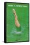 Happy St. Patrick's Day, Woman Diving into Green-null-Framed Stretched Canvas