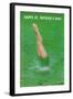 Happy St. Patrick's Day, Woman Diving into Green-null-Framed Art Print