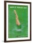 Happy St. Patrick's Day, Woman Diving into Green-null-Framed Art Print