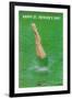 Happy St. Patrick's Day, Woman Diving into Green-null-Framed Art Print