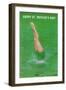 Happy St. Patrick's Day, Woman Diving into Green-null-Framed Art Print