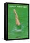 Happy St. Patrick's Day, Woman Diving into Green-null-Framed Stretched Canvas