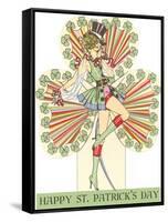 Happy St. Patrick's Day, Woman in Top Hat-null-Framed Stretched Canvas