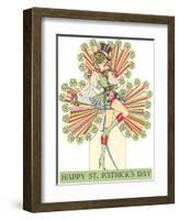 Happy St. Patrick's Day, Woman in Top Hat-null-Framed Art Print