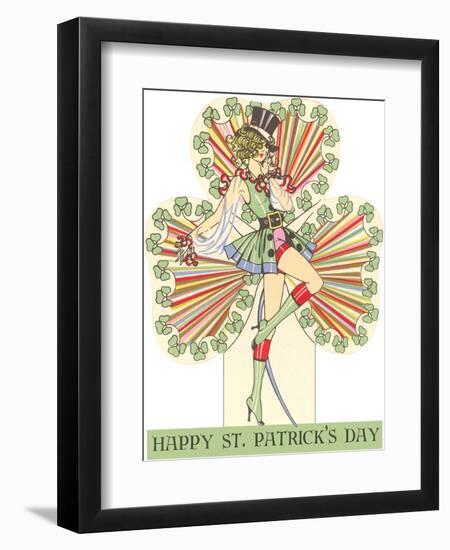 Happy St. Patrick's Day, Woman in Top Hat-null-Framed Art Print