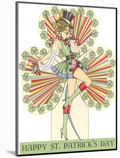 Happy St. Patrick's Day, Woman in Top Hat-null-Mounted Art Print