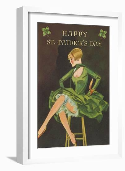 Happy St. Patrick's Day, Woman Showing Legs-null-Framed Art Print