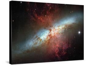 Happy Sweet Sixteen Hubble Telescope Starburst Galaxy M82 Space Photo Art Poster Print-null-Stretched Canvas