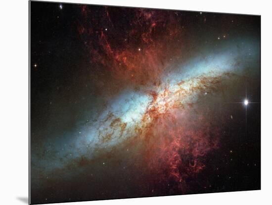 Happy Sweet Sixteen Hubble Telescope Starburst Galaxy M82 Space Photo Art Poster Print-null-Mounted Poster