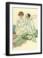 Happy Tennis Couple-null-Framed Art Print