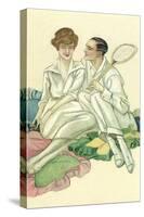 Happy Tennis Couple-null-Stretched Canvas