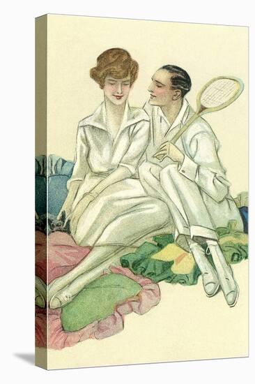 Happy Tennis Couple-null-Stretched Canvas