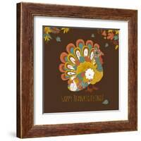 Happy Thanksgiving Beautiful Turkey Card-Alisa Foytik-Framed Art Print