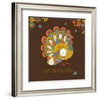 Happy Thanksgiving Beautiful Turkey Card-Alisa Foytik-Framed Art Print