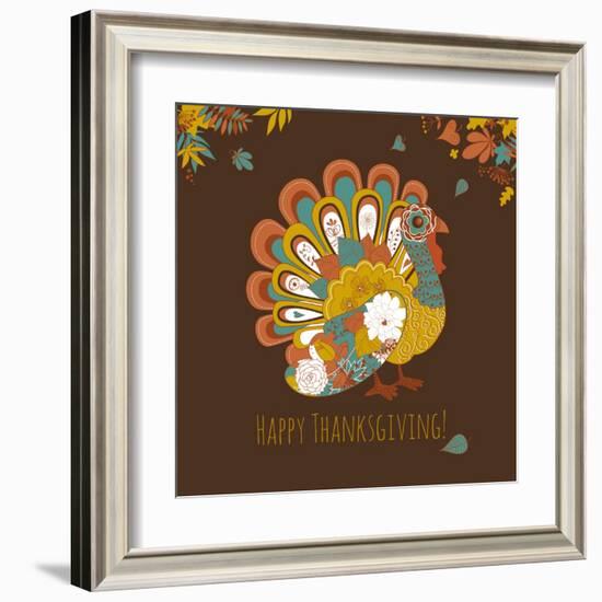 Happy Thanksgiving Beautiful Turkey Card-Alisa Foytik-Framed Art Print