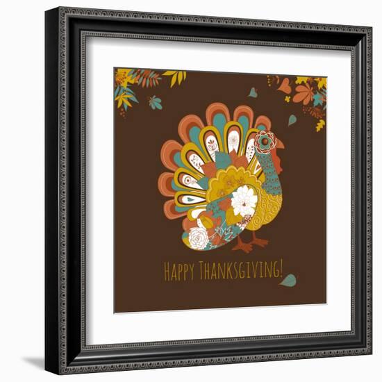 Happy Thanksgiving Beautiful Turkey Card-Alisa Foytik-Framed Art Print