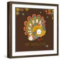 Happy Thanksgiving Beautiful Turkey Card-Alisa Foytik-Framed Art Print