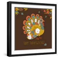 Happy Thanksgiving Beautiful Turkey Card-Alisa Foytik-Framed Art Print