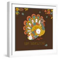 Happy Thanksgiving Beautiful Turkey Card-Alisa Foytik-Framed Art Print