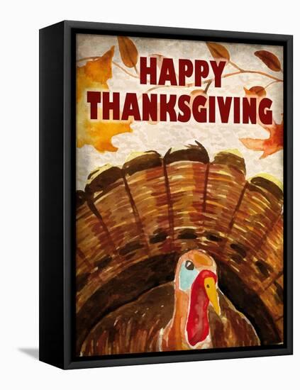 Happy Thanksgiving Turkey-Kimberly Allen-Framed Stretched Canvas