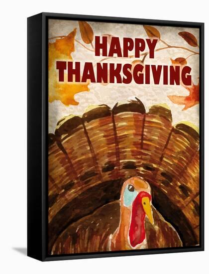 Happy Thanksgiving Turkey-Kimberly Allen-Framed Stretched Canvas