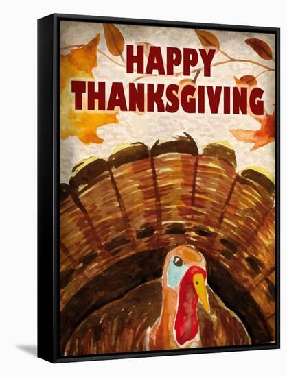 Happy Thanksgiving Turkey-Kimberly Allen-Framed Stretched Canvas