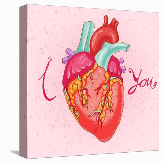Happy Valentine's Day Card with Heart-karnoff-Stretched Canvas
