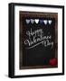 Happy Valentine's Day Chalkboard with Love Message and Red Heart in Corner-MarjanCermelj-Framed Art Print