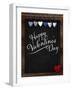 Happy Valentine's Day Chalkboard with Love Message and Red Heart in Corner-MarjanCermelj-Framed Art Print