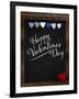 Happy Valentine's Day Chalkboard with Love Message and Red Heart in Corner-MarjanCermelj-Framed Art Print