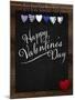 Happy Valentine's Day Chalkboard with Love Message and Red Heart in Corner-MarjanCermelj-Mounted Art Print