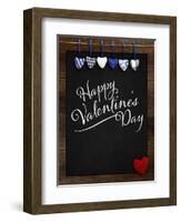 Happy Valentine's Day Chalkboard with Love Message and Red Heart in Corner-MarjanCermelj-Framed Art Print