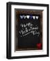 Happy Valentine's Day Chalkboard with Love Message and Red Heart in Corner-MarjanCermelj-Framed Art Print