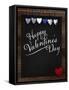 Happy Valentine's Day Chalkboard with Love Message and Red Heart in Corner-MarjanCermelj-Framed Stretched Canvas