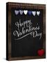 Happy Valentine's Day Chalkboard with Love Message and Red Heart in Corner-MarjanCermelj-Stretched Canvas