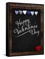 Happy Valentine's Day Chalkboard with Love Message and Red Heart in Corner-MarjanCermelj-Framed Stretched Canvas