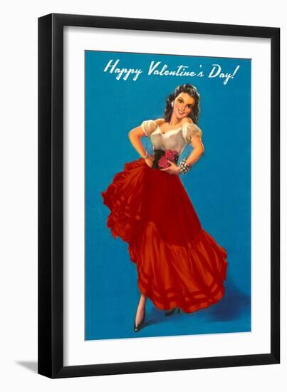 Happy Valentine's Day, Flamenco Dancer-null-Framed Art Print