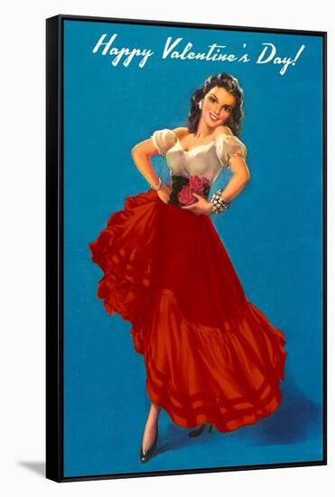 Happy Valentine's Day, Flamenco Dancer-null-Framed Stretched Canvas