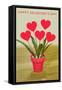 Happy Valentine's Day, Heart Flowers in Pot-null-Framed Stretched Canvas