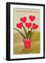 Happy Valentine's Day, Heart Flowers in Pot-null-Framed Art Print